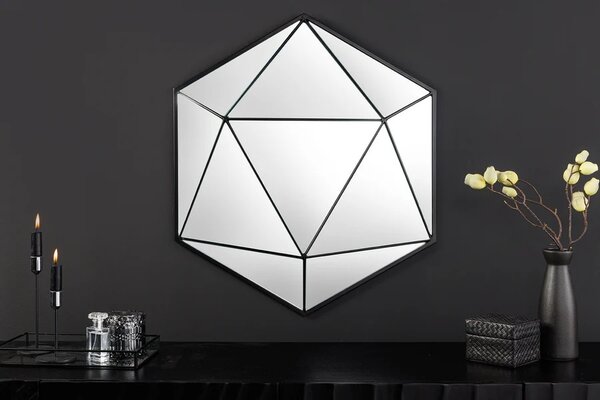 Estila Štýlové art deco moderné geometrické zrkadlo Diamont s čiernym kovovým rámom 62 cm