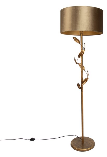 Stojacia lampa zlatá s bronzovým tienidlom a zlatým interiérom 50cm - Linden