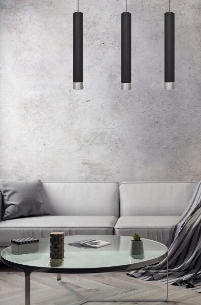 LED Luster na lanku TUBA 3xGU10/4,8W/230V čierna/lesklý chróm