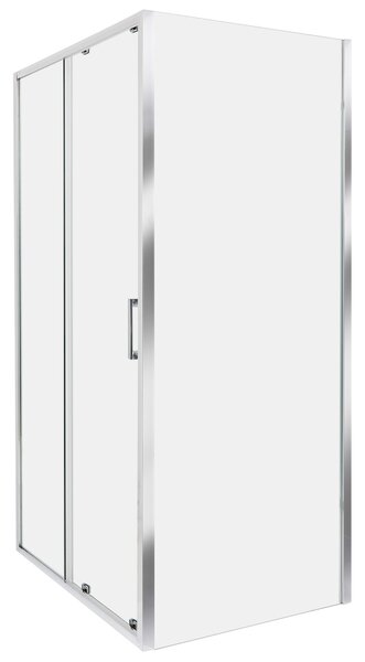 Sprchovací kút strieborný tvrdené sklo hliník 80 x 100 x 185 cm štvorcový tvar posuvné dvere moderný dizajn kúpeľňa