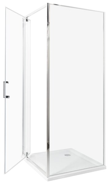 Sprchovací kút strieborný tvrdené sklo hliník 70 x 70 x 185 cm štvorcový tvar jednokrídlové dvere moderný dizajn kúpeľňa