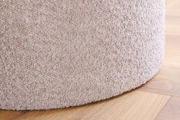 Estila Moderná okrúhla baroková bouclé taburetka Modern barock v šampanskej béžovej farbe s úložným priestorom 50 cm