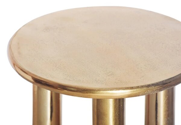 Estila Moderný art deco okrúhly kovový príručný stolík Bullet v zlatej farbe s čiernym detailom gule 54 cm