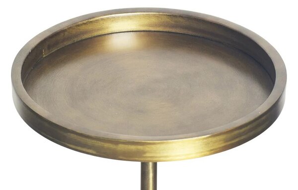 Estila Dizajnový art deco okrúhly kovový príručný stolík Akina v zlatej farbe s mramorovou zelenou podstavou 56 cm