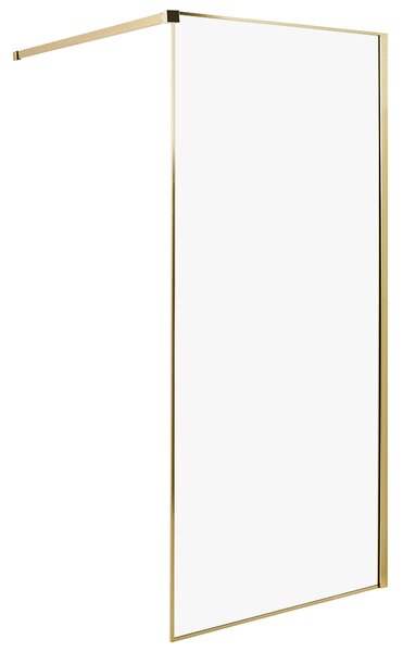 Sprchová zástena zlatá z tvrdeného skla 90 x 190 cm rám z nerezovej ocele bezdverový bezbariérový sprchovací kút moderný štýl kúpeľňa