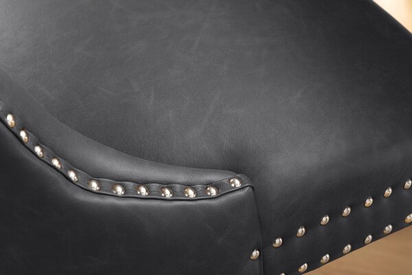 Estila Chesterfield jedálenská stolička Torino s koženým čalúnením v sivej farbe so striebornými nitmi a čiernymi nožičkami 93 cm