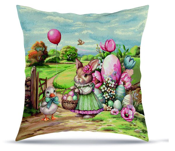 Veľkonočná gobelínová obliečka na vankúš 42x42 cm MI04 Farba Viacfarebná Rozmery 42x42 cm