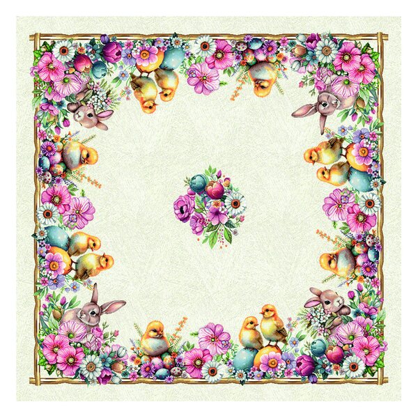 Veľkonočný gobelínový obrus na stôl MI06 Farba Viacfarebná Rozmery 93x93 cm