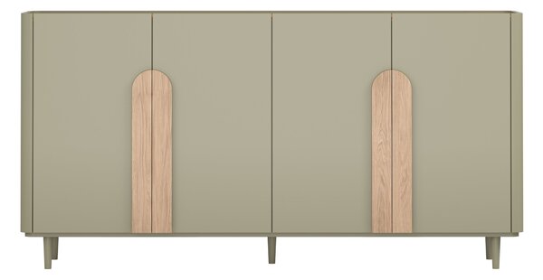 Komoda Amilio 200 cm na nožičkách - eukalyptus / dub baltic dune / úchytky dub prírodný