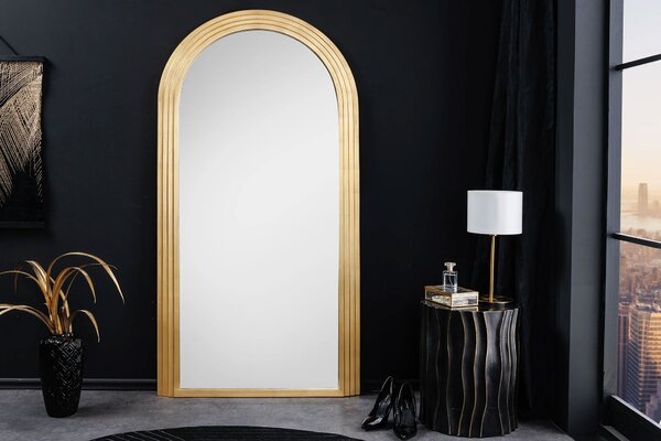Estila Glamour nástenné zrkadlo Swan so zlatým oblúkovým rámom s vrstveným efektom 160 cm
