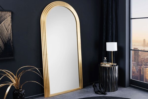 Estila Glamour nástenné zrkadlo Swan so zlatým oblúkovým rámom s vrstveným efektom 160 cm
