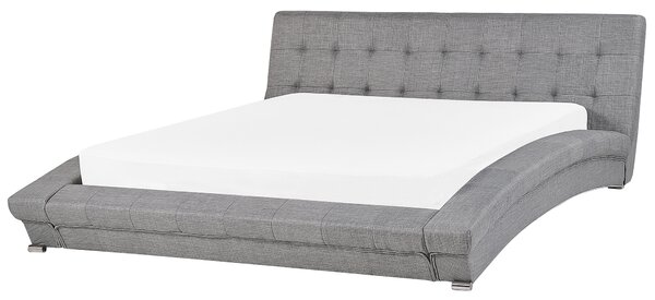 Posteľ sivá látkové čalúnenie 160 x 200 cm oblúkový rám lamelový rošt prešívané čelo elegantný dizajn