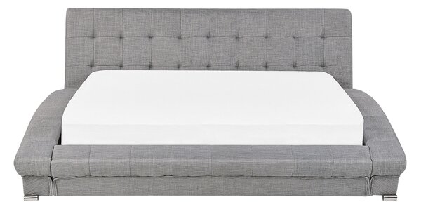 Posteľ sivá látkové čalúnenie 160 x 200 cm oblúkový rám lamelový rošt prešívané čelo elegantný dizajn