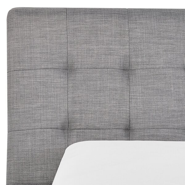 Posteľ sivá látkové čalúnenie 160 x 200 cm oblúkový rám lamelový rošt prešívané čelo elegantný dizajn