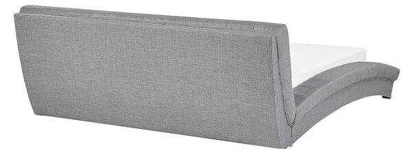 Posteľ sivá látkové čalúnenie 160 x 200 cm oblúkový rám lamelový rošt prešívané čelo elegantný dizajn