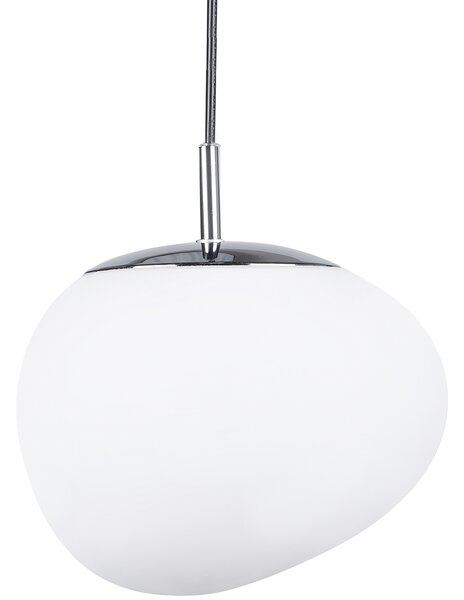 Závesná lampa biela sklenená so striebornými doplnkami nepravidelný tvar s 1 žiarovkou moderná