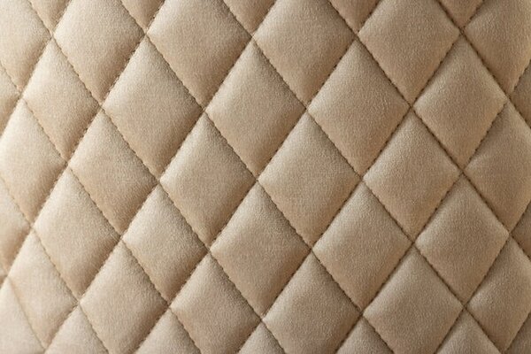 Estila Glamour čalúnená prešívaná béžová jedálenská stolička Modern Barock so zlatými kovovými nožičkami a klopkadlom 98 cm