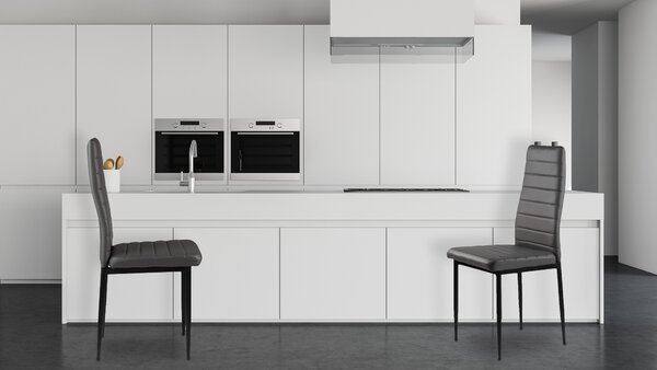 ModernHome Sada 4 stoličiek z ekokože, vysoké operadlo - sivá