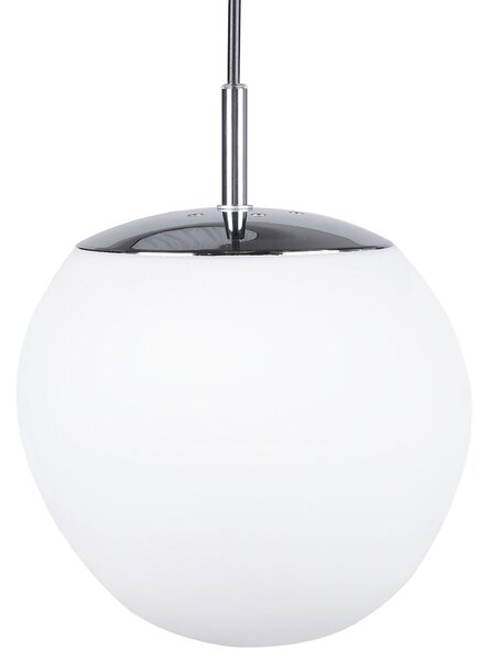 Závesná lampa biela sklenená so striebornými doplnkami nepravidelný tvar s 1 žiarovkou moderná