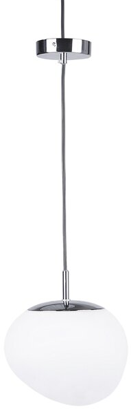 Závesná lampa biela sklenená so striebornými doplnkami nepravidelný tvar s 1 žiarovkou moderná