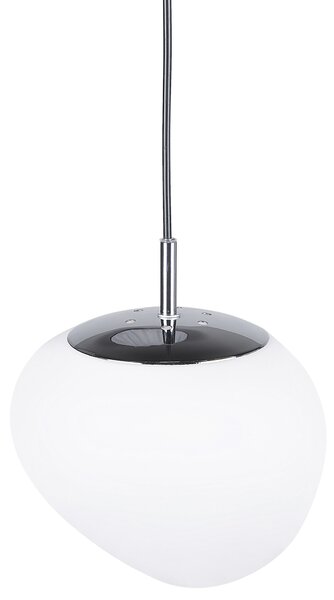 Závesná lampa biela sklenená so striebornými doplnkami nepravidelný tvar s 1 žiarovkou moderná