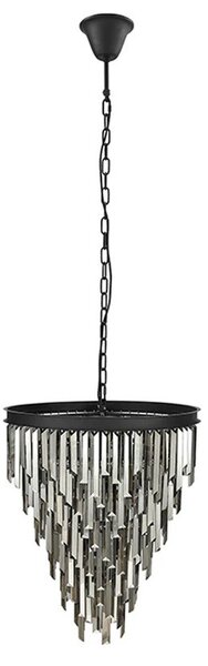 Estila Luxusný glamour okrúhly sivý závesný luster Cyrilla s kovovou konštrukciou a sklenenými ozdobami 58 cm