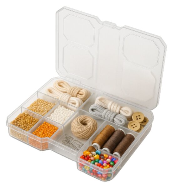 Triediaci organizér, úložný box na drobnosti, 5 priehradiek SQR box, 19 x 15 x 3,5