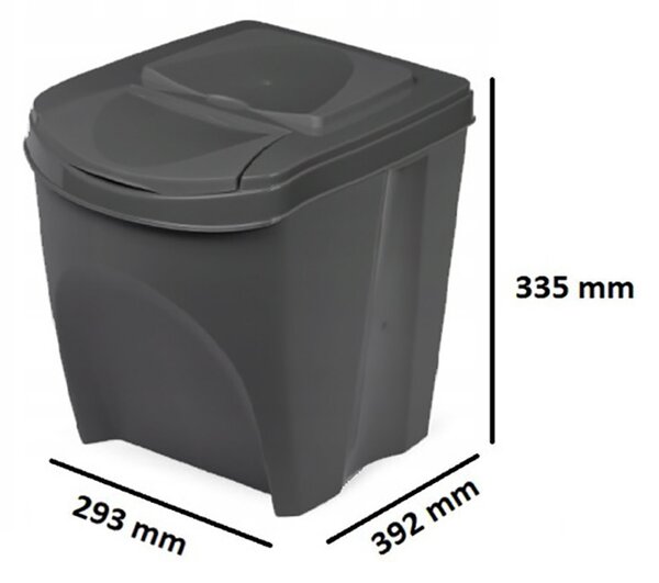 Prosperplast Odpadkový kôš na triedenie odpadu, 4ks x 25l SORTIBOX XL - čierne