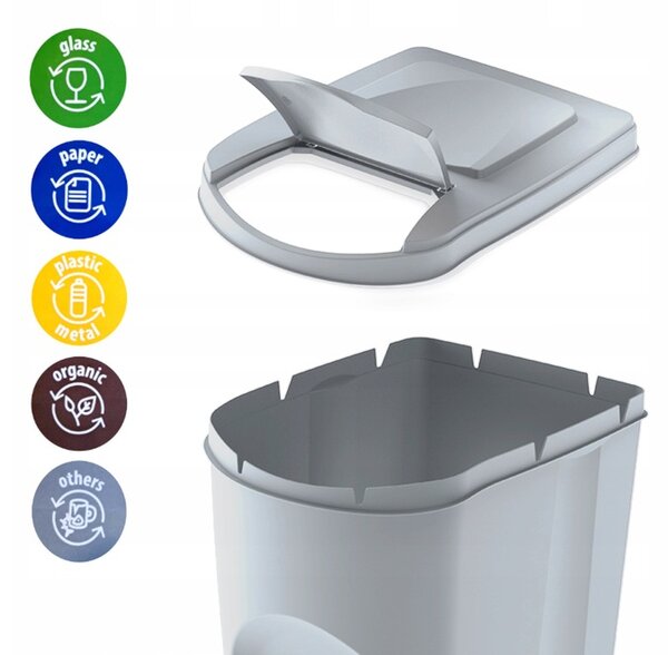 Odpadkové koše na triedenie odpadu, 3x25l SORTIBOX XL, popolavo sivá