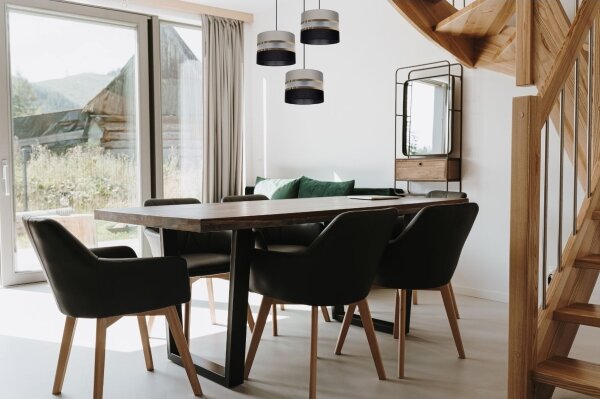 Luster na lanku CORAL 3xE27/60W/230V čiernošedá