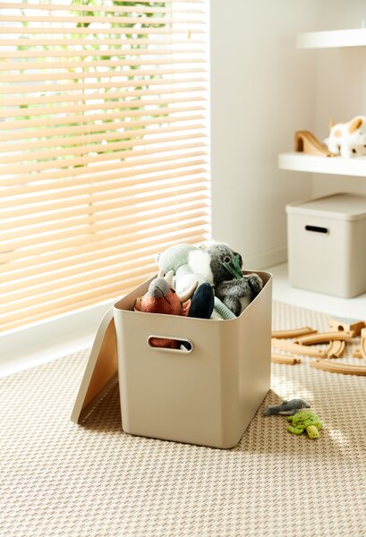 Rotho Úložný box, rovný s vekom, 27l, béžová ALBU LIGHT, 37x29x30