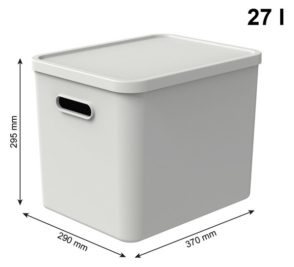 Rotho Úložný box, rovný s vekom, 27l, matne biela ALBU LIGHT, 37x29x30