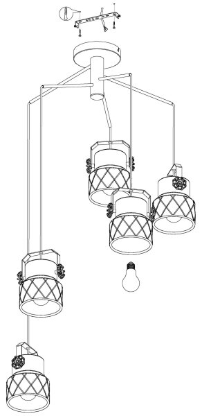 Eglo 39856 - Prisadený luster HILCOTT 5xE27/40W/230V