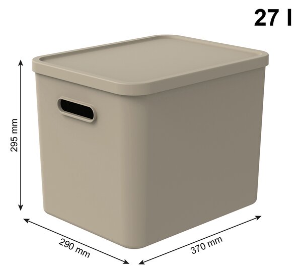 Rotho Úložný box, rovný s vekom, 27l, béžová ALBU LIGHT, 37x29x30
