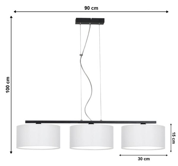Luster na lanku ASTRA 3xE27/60W/230V biela