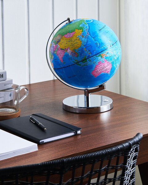 Glóbus modrá viacfarebná syntetický materiál oceľ 30 x 24 cm okrúhly tvar mapa sveta moderný štýl doplnky dekorácie obývačka detská izba