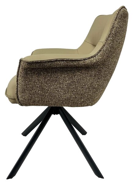 Estila Moderná zelená otočná stolička Corvin s poťahom z kože a textilu s kovovými nožičkami v čiernej farbe 87 cm
