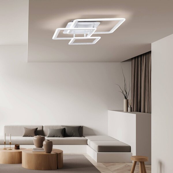 FISCHER & HONSEL Stropné LED svetlo Gelder, pieskovo-biele, dĺžka 65 cm, kovové, RGBW,, Biela / opálová, Obývacia izba / jedáleň, kov, Moderný, Stropné svetlo