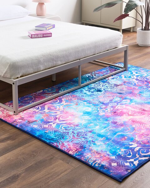 Koberec viacfarebný polyester 140 x 200 cm s nízkym vlasom s potlačou orientálny boho štýl obývacia izba spálňa