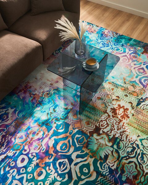 Koberec viacfarebný polyester 160 x 230 cm s nízkym vlasom s potlačou orientálny boho štýl obývacia izba spálňa