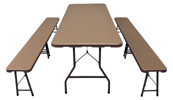 TENTino Plastový pivný set skladací RATTAN - 180 cm