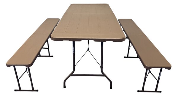 TENTino Plastový pivný set skladací WOOD - 180 cm