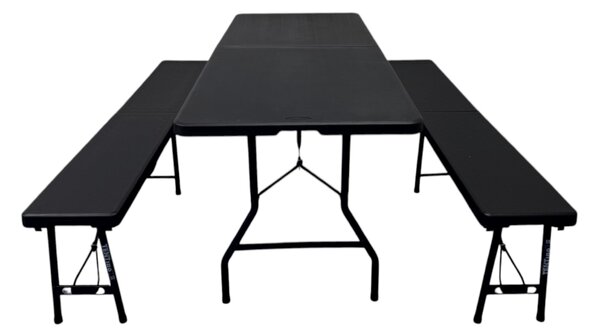 TENTino Plastový pivný set skladací BLACK - 180 cm