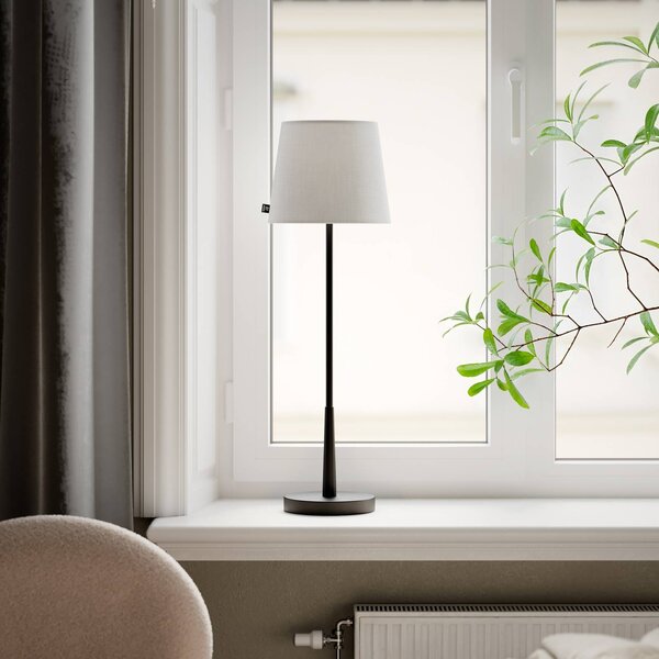 By Rydéns Stolová lampa Rydens Lumi, 69 cm, čierna/biela, textil, Čierna, Obývacia izba / jedáleň, kov, Stojacie svietidlo
