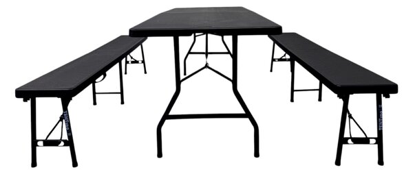 TENTino Plastový pivný set skladací BLACK - 180 cm