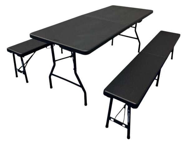 TENTino Plastový pivný set skladací BLACK - 180 cm
