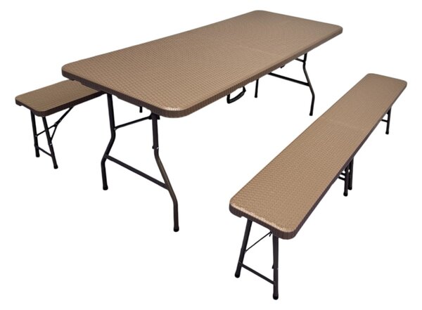 TENTino Plastový pivný set skladací RATTAN - 180 cm