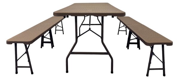TENTino Plastový pivný set skladací RATTAN - 180 cm