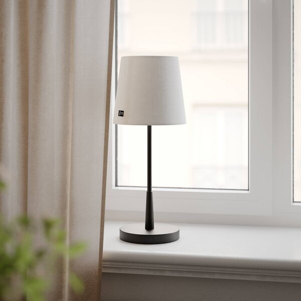 By Rydéns Stolová lampa Rydens Lumi, 49 cm, čierna/biela, textil, Čierna, Obývacia izba / jedáleň, kov, Stojacie svietidlo