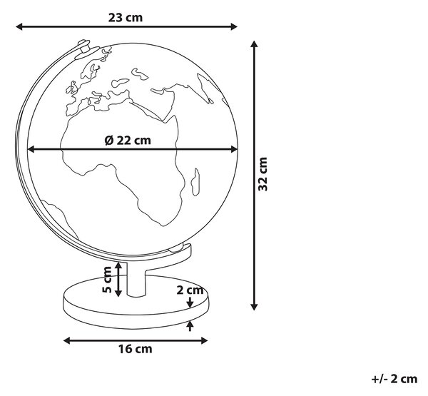 Glóbus čierna medená syntetický materiál kov 23 cm s LED osvetlením mapa sveta detská izba kancelária moderný štýl dekorácie